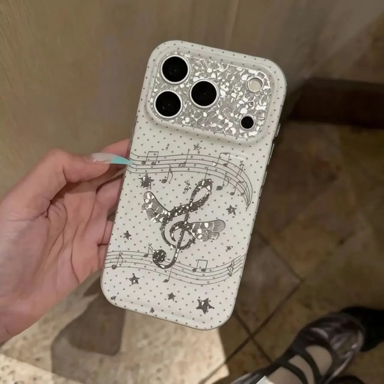Cool Cute Black Polka Dots Musical Note Pattern Phone Case For IPhone 11 13 14 15 16 17 18 Pro Max XS 8 7 Plus Korean Cute Cover