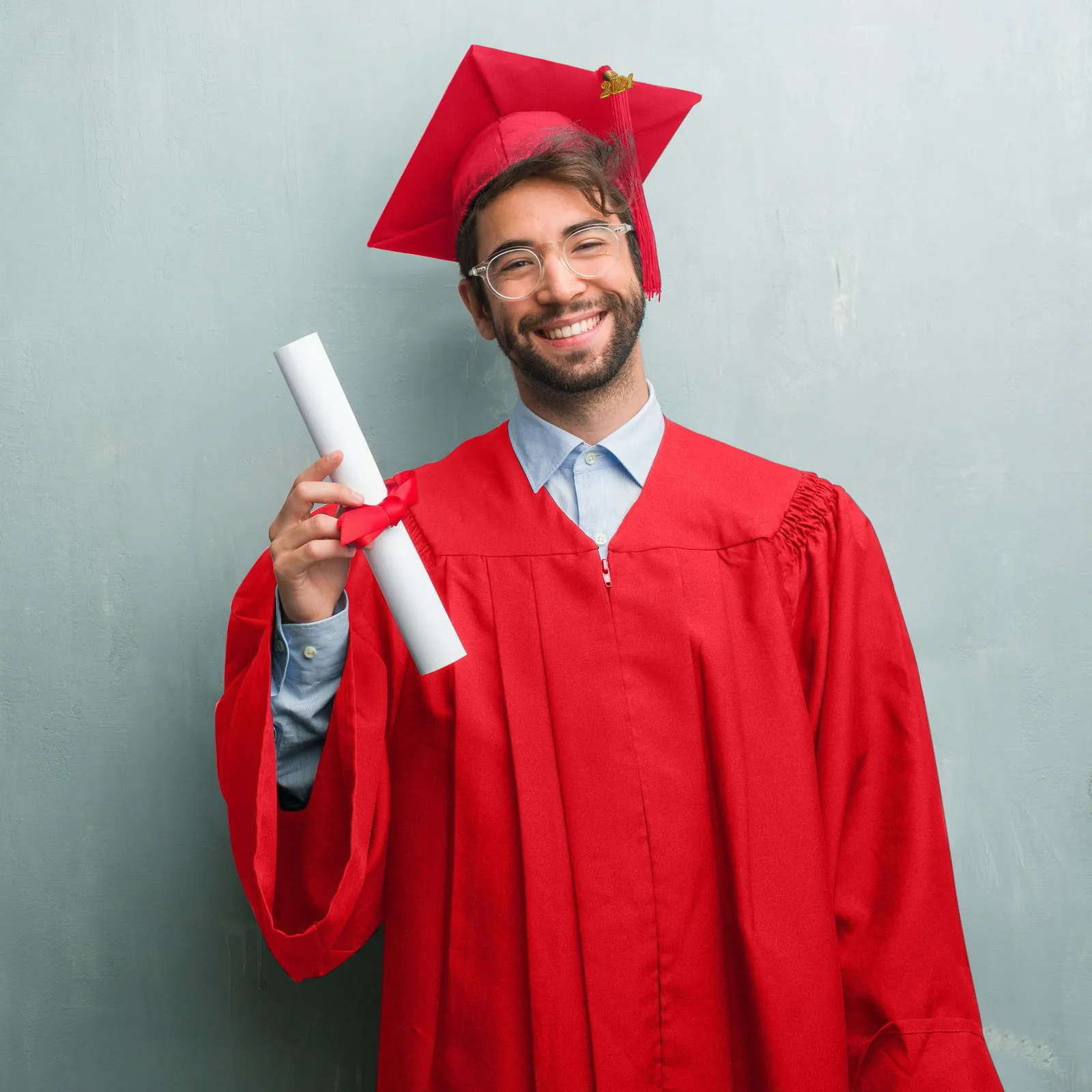 Vestido acadêmico monocromático para homens e mulheres, traje de graduação, decote em V, bonito, adereços fotográficos para estudantes, 2024, 1 conjunto