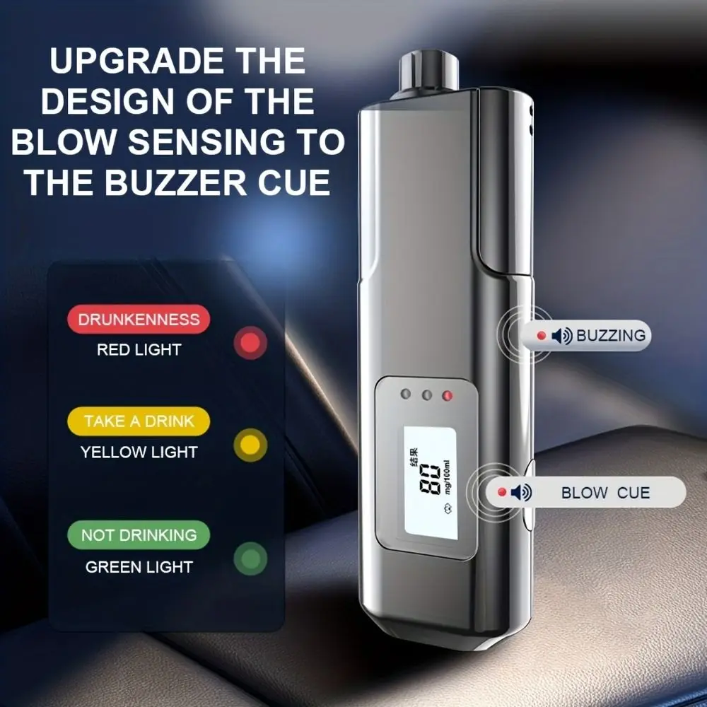 

LED Digital Display Breathalyzer Analyzer Accuracy Non-Touching LED Screen Digital Breathalyzer Durable Anti-slip