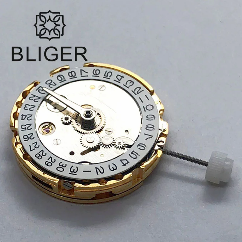 BLIGER Gold Watch Movement Mingzhu 5833-3 GMT Automatic Mechanical Watch Movement White Date Replacement Watch Parts Accessories