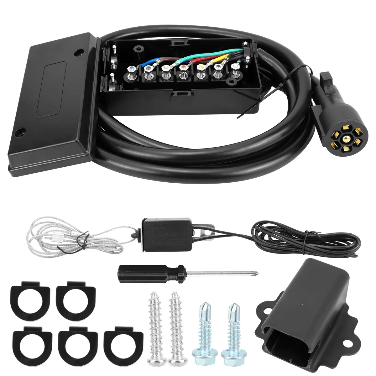 Rv Power Distribution Box 7 Way Trailer Junction Box Sealed Rubber Gaskets Sturdy Plastic Housing Steel Terminal Studs