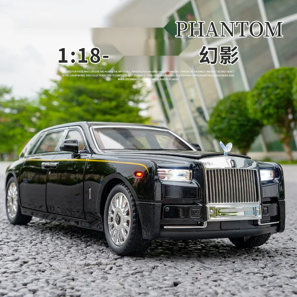 1:18 Scale Phantom Alloy Model Car Toy Metal Diecast Music Light Pull Back Vehicles Models Ornaments Present