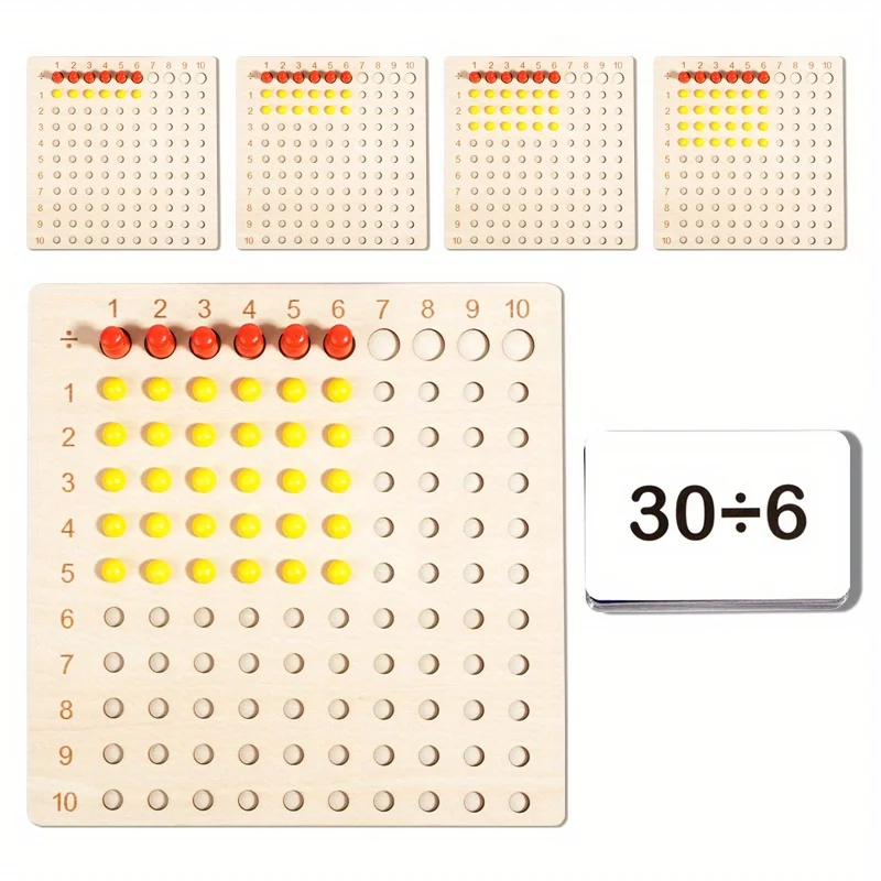 Tableau de Multiplication et de Division en bois – Un jeu d'apprentissage des mathématiques utilisé pour pratiquer les tables de Multiplication pour améliorer les compétences mathématiques