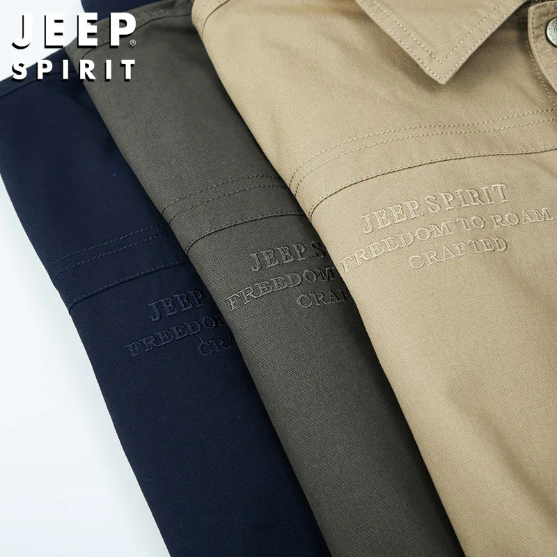 JEEP SPIRIT jacket men spring and autumn cotton casual fashion loose tooling lapel high-quality embroidered clothes