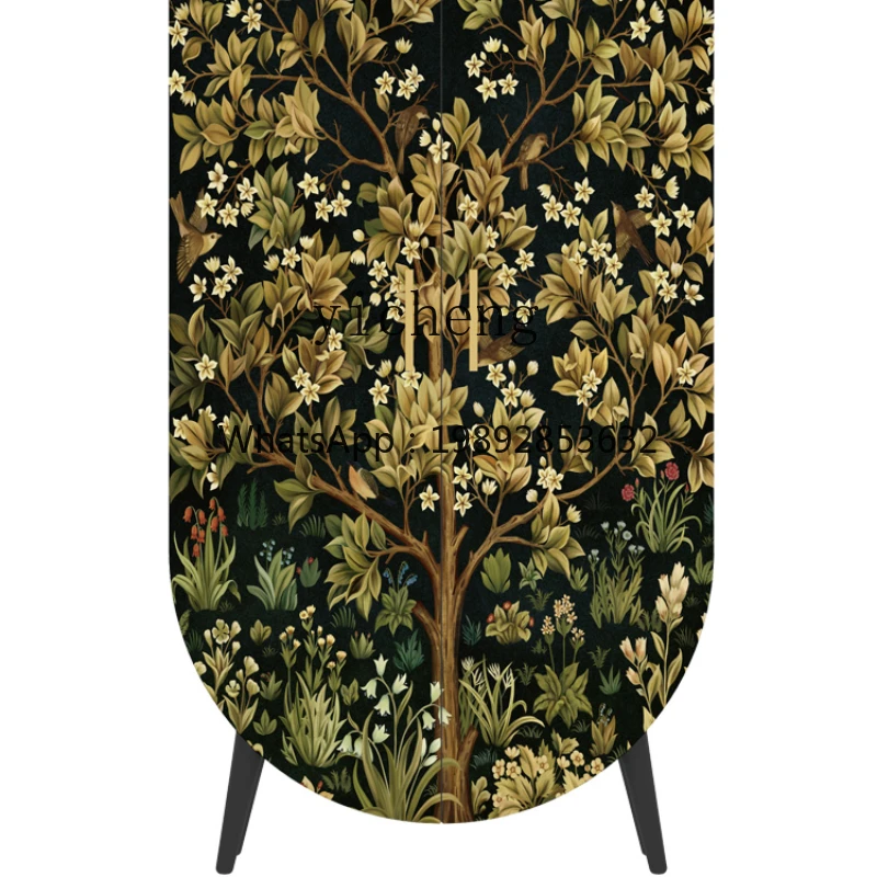 ZZ Xl Flat Open Double-Door Closet Painted Wardrobe Locker Clothes Closet Lucky Tree