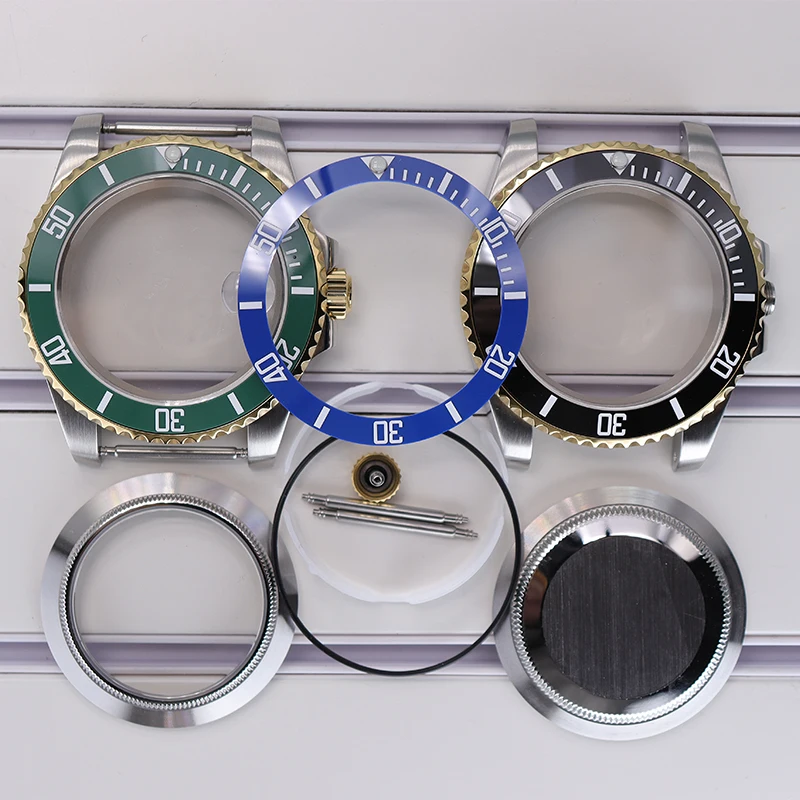 

40mm NH35 NH36 NH34NH38 NH39 NH70 Miyota8215 ETA2824 PT5000 Movement Silver Gold Watch GMT SUB Case Ceramic Bezel Sapphire Glass