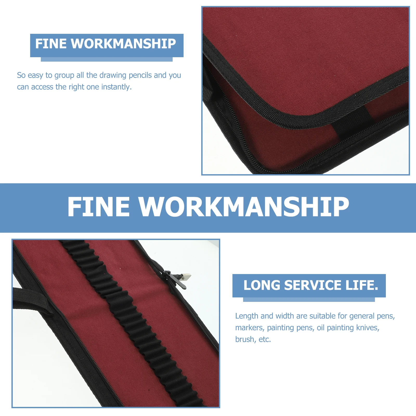 

Canvas Pencil Case Wrap Pens Storage Bag Large Capacity Folding Drawing Pencils Student