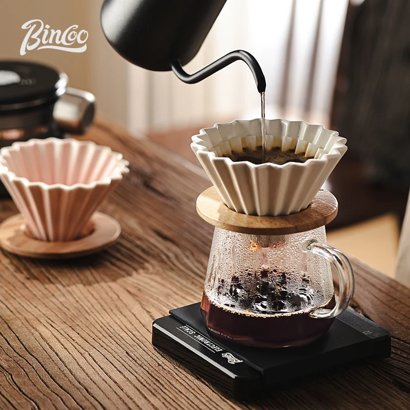 Bincoo Pour Over Coffee Dripper with Paper Filter 1-4 Cup Hand Brewing Coffee Tools Professional Home Kitchen Accessories