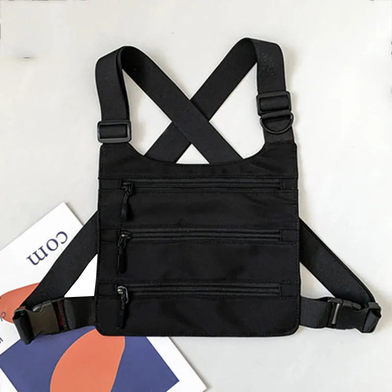 Fashion Nylon Tactical Chest Rig Bags Functional Bullet Hip Hop Vest Streetwear Bags Unisex Waist Pack New Women Black Chest Bag