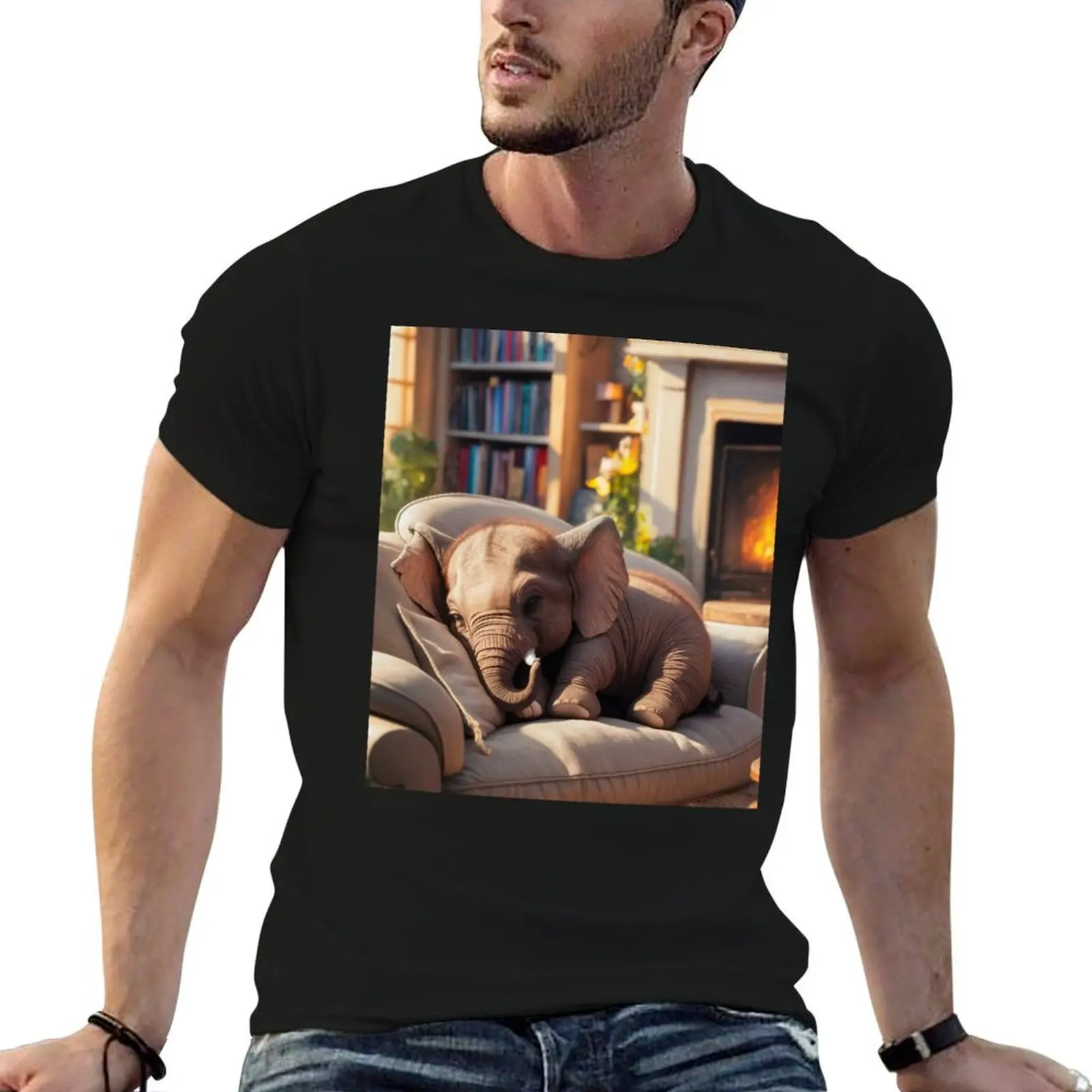 Elephant Portrait. resting elephant T-Shirt cotton t shirt pack man t shirt cotton high quality t shirt personalised T-shirt