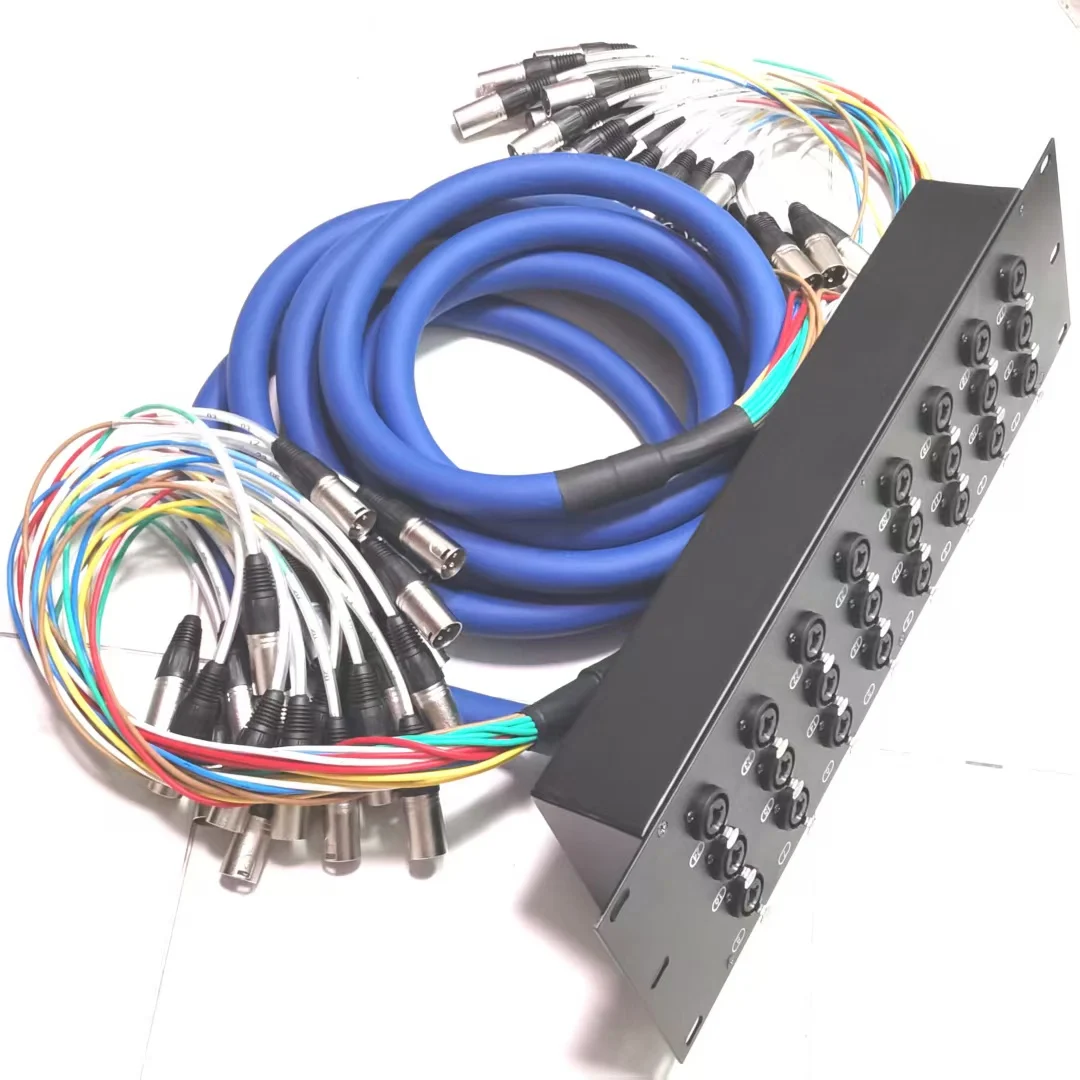 High Quality NMBJCKO Audio 3U Rack Mount 24 Channel TRS Combo Splitter Snake Cable - 5' and 15FT XLR Trunks