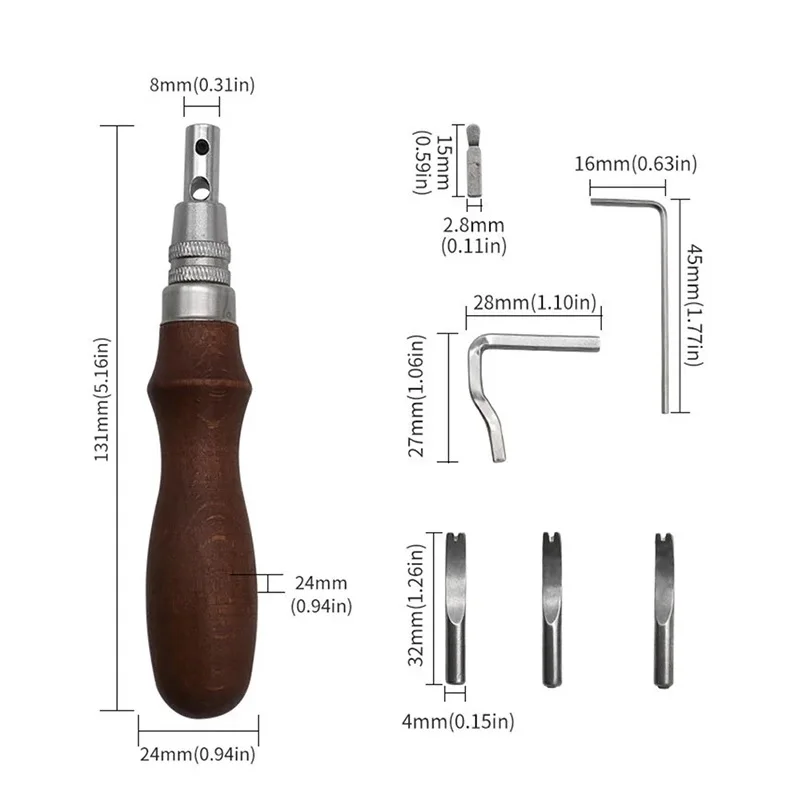 1set 7 In 1 Pro Adjustable Leather Stitching Groover And Creasing Edge Beveler Leathercraft Kits Carving Cutting Edge Tools