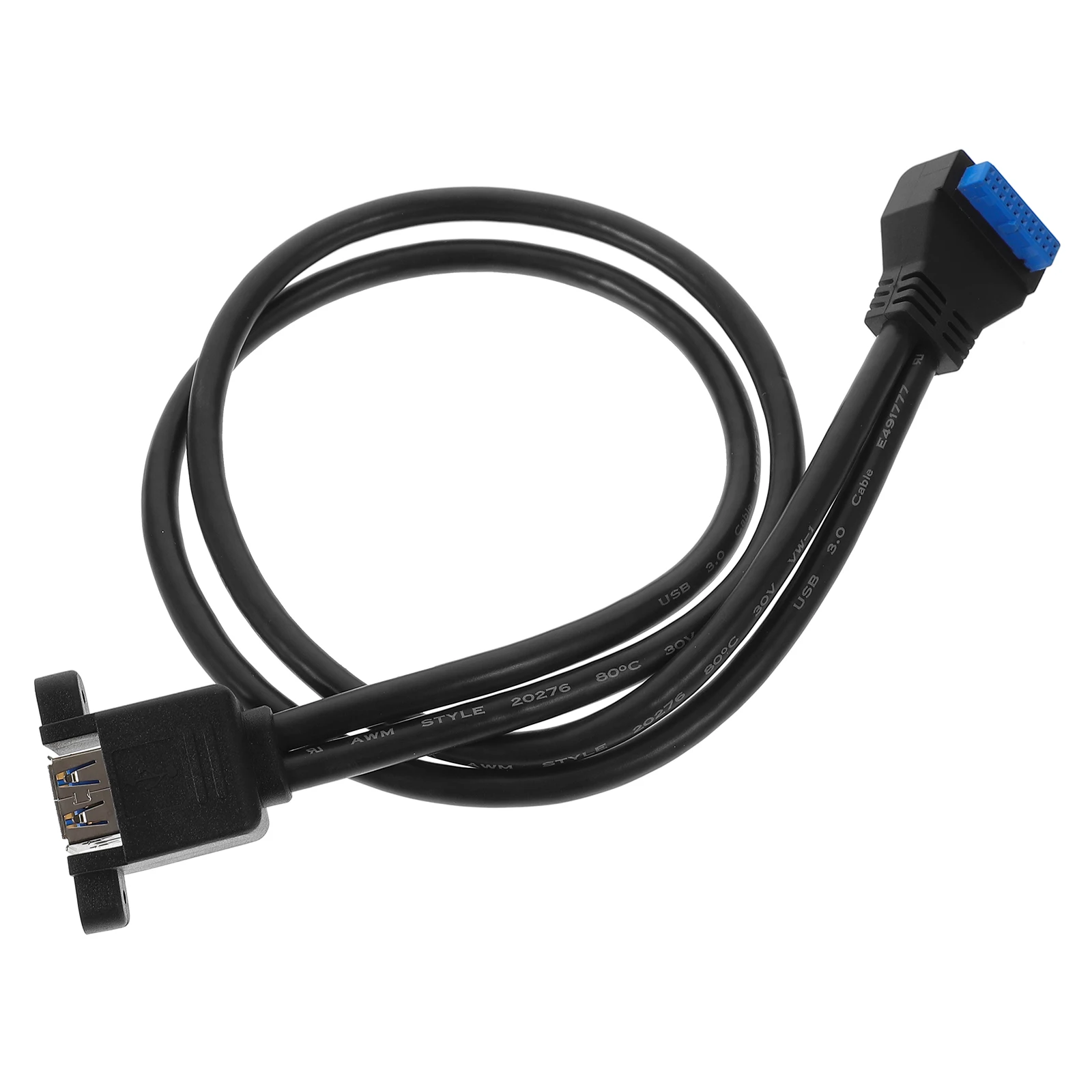 

USB Adapter Cable Dual Ports 19Pin to 2x USB3.0 Bendable with Screw Ears for Motherboard Panel Header Connection Cables