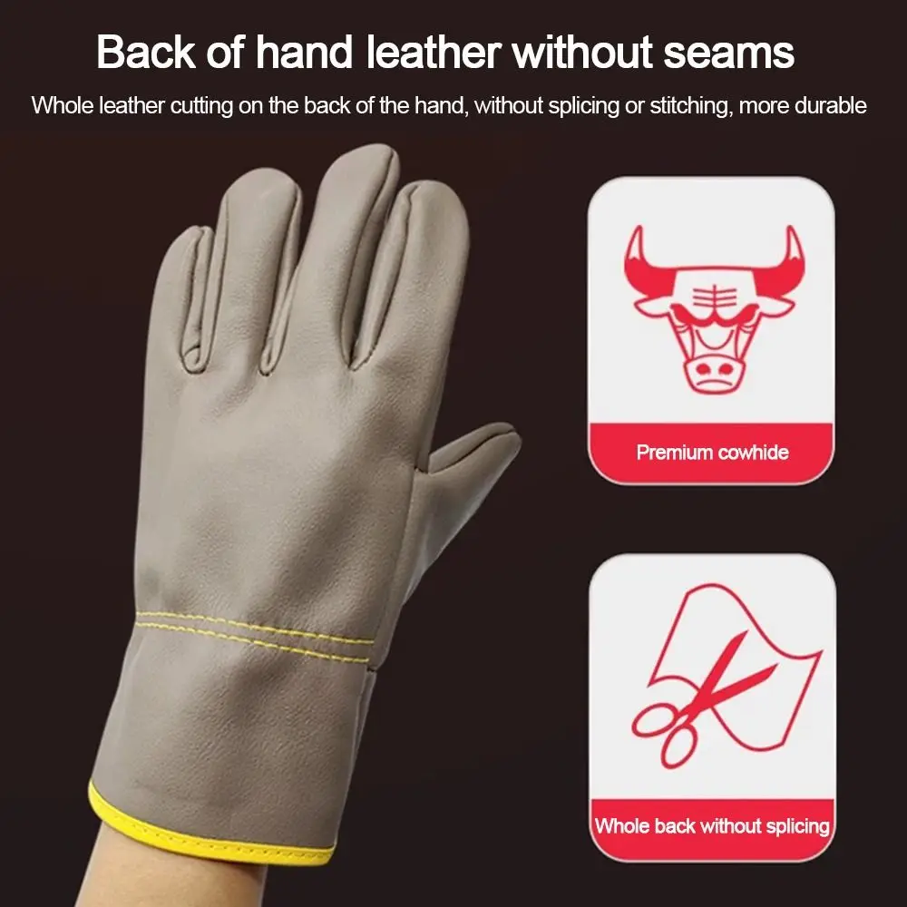New Cowhide Welding Gloves Thick Short Labor Gloves Security Protection Wear Resistant Mechanic Glove