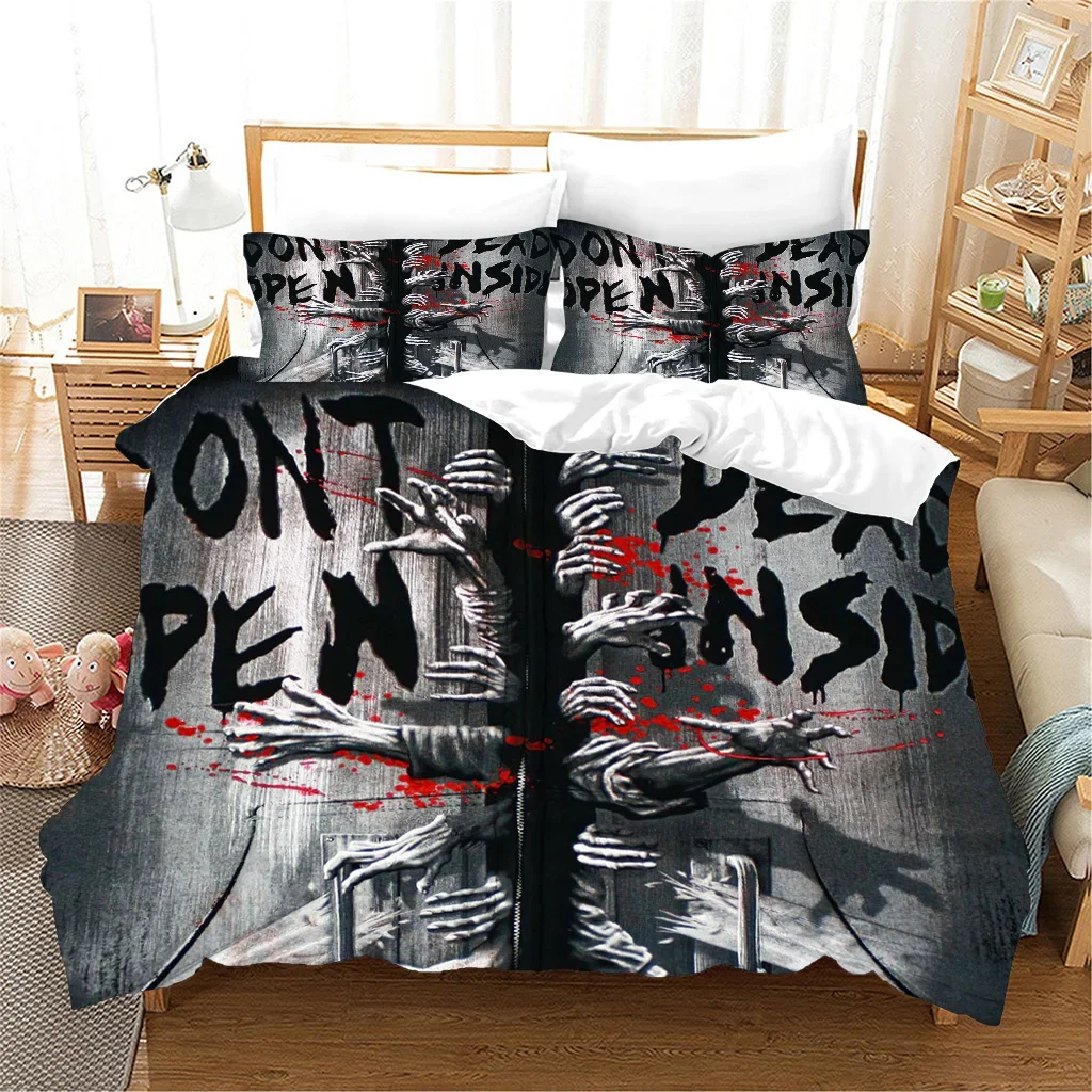 Scary Santa Claus Movie Scary Graveyard Skeleton Black Bedding Sets Single Double Bed Duvet Cover Set and 2 pcs Pillow cover