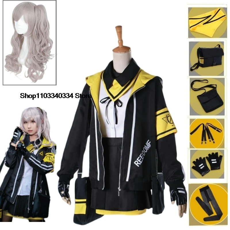 Hot Game Girls Frontline Cosplay UMP45 Cosplay Costume Wig Bags Party Daily Uniform Cosplay Costume Top Skirts Scarf Gloves Set