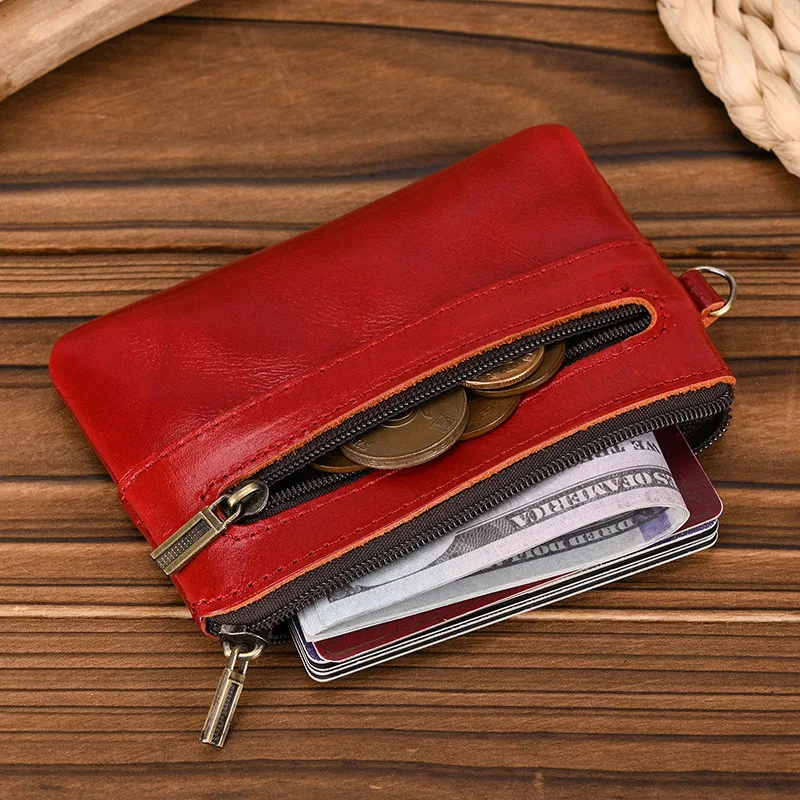 Simple Design Red Women Wallet Real Leather Multi-pockets Coin Card Holder Female Purse Man Wallets carteras mujer 카드지갑