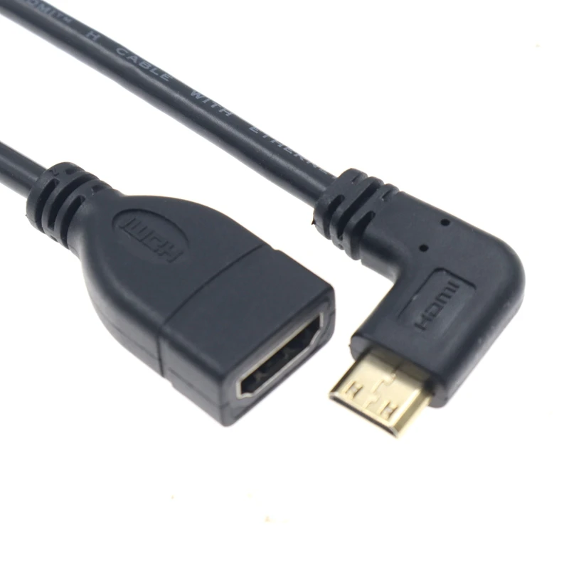 1080P Mini hdmi-kompatybilny na kabel HDTV męski na żeński 90 stopni prostopadły konwerter Adapter M-F rozszerzenie złącze adaptera