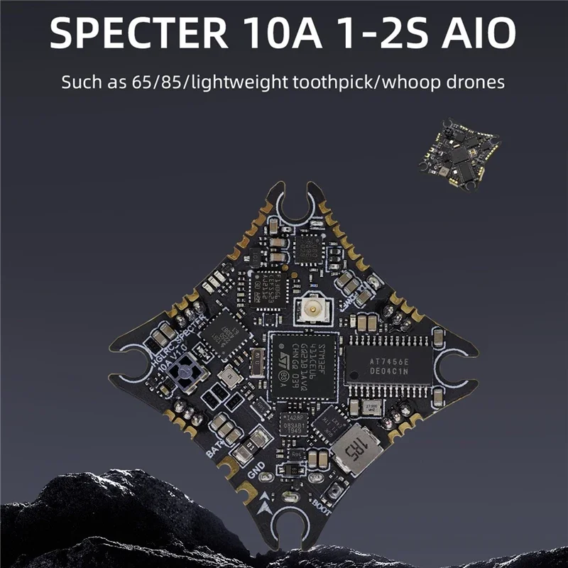 HGLRC SPECTER 10A 1-2S AIO F411 Flight Controller BLHELIS 10A 5.8G 400mW VTX SPI ELRS 2.4G RX