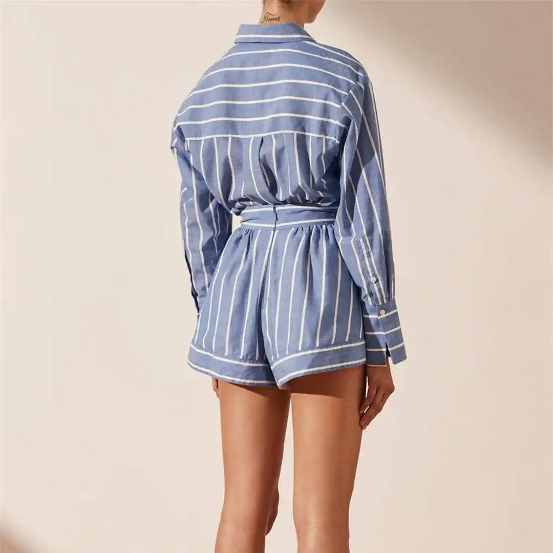 

Women's Cotton irt orts Two-Piece Casual Set Faionable Seven-Foot Sve Ne Polyester Fabric Seven-Foot Pants