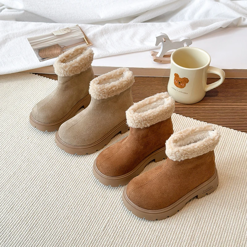 

Autumn Winter Baby Girls Boys Snow Boots Windproof Warm Plush Children Shoes Non-slip Soft Sole Toddler Kids Outdoor Boots