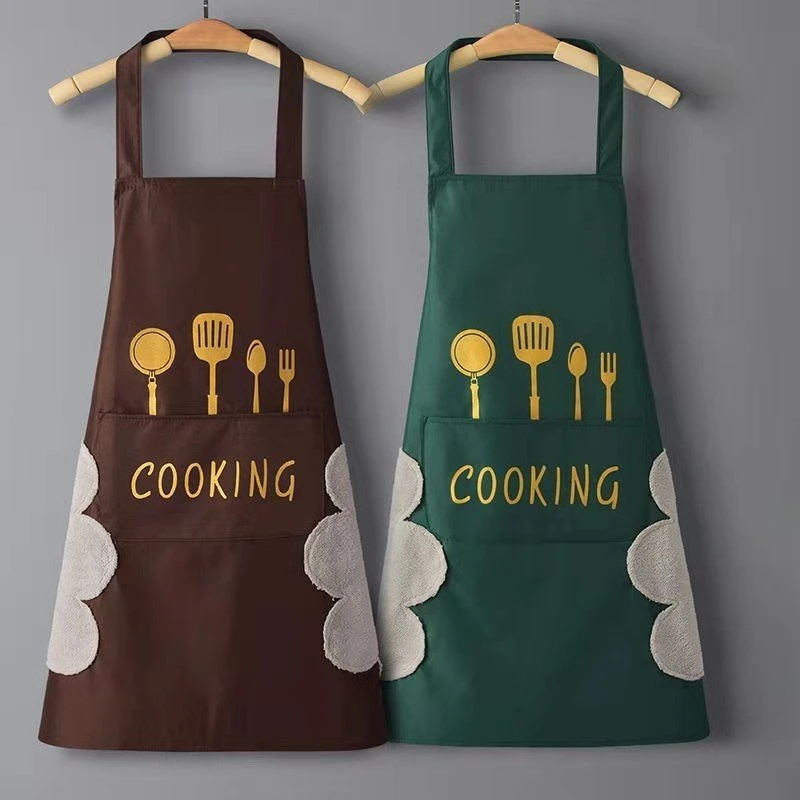 Large Kitchen Apron Waterproof Oil - Resistant Anti  Stain Easy to Clean No - Wash Wipe - Hand Feature Ideal for Household Use