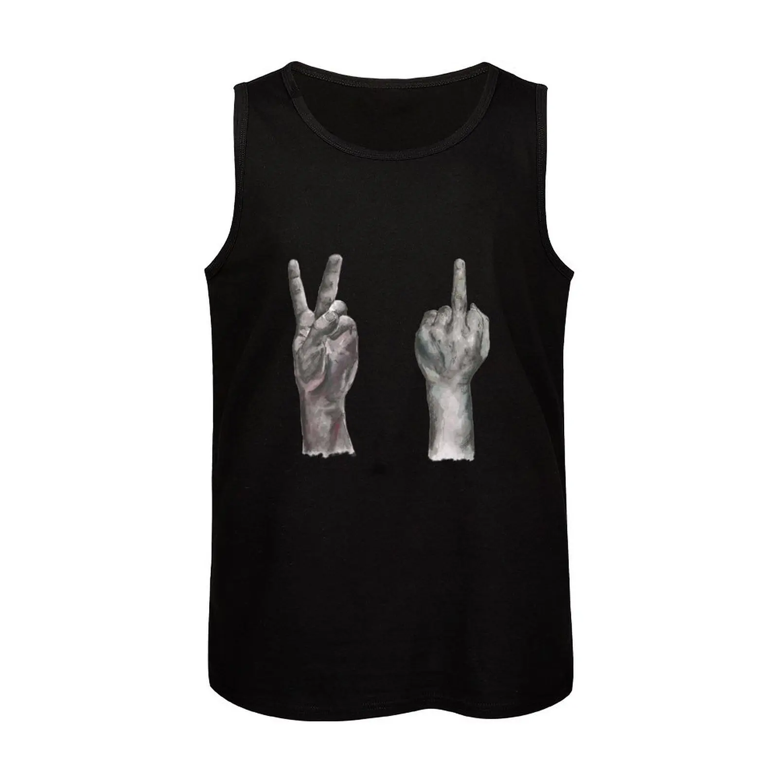 Peace Sign, Middle Finger Tank Top gym clothing men Man gym clothes anime