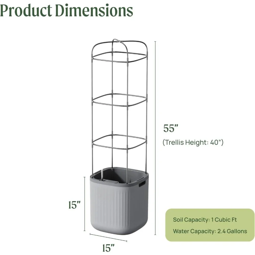 Planters for Outdoor & Indoor Plants, Large Plant Pots with Self Watering, 15