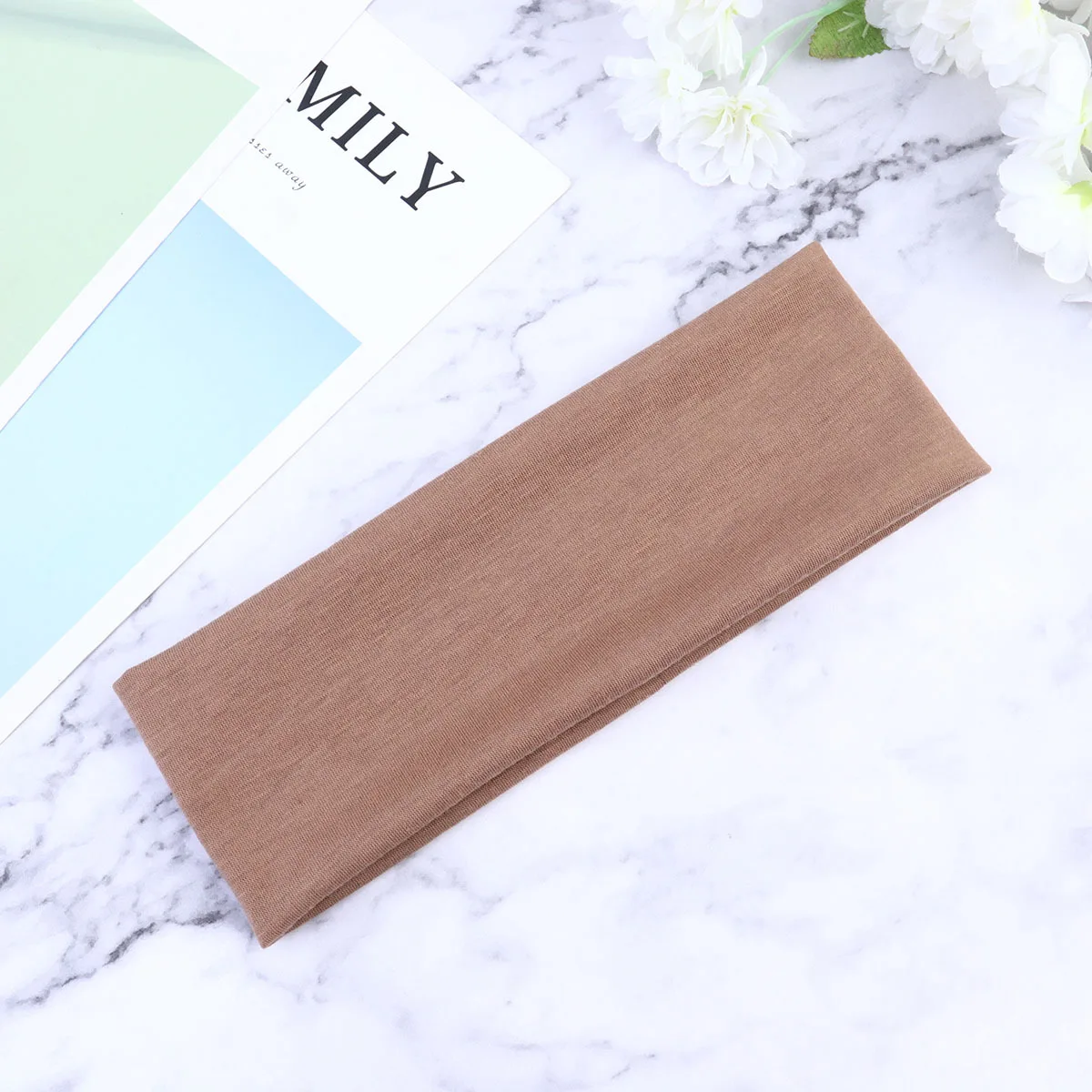 

5Pcs Women Sports Headband Sweat Absorption Yoga Running Exercise Dark Coffee Light Coffee Light Grey Dark Grey Navy