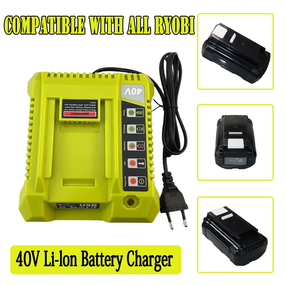 OP401 Lithium-Ion Battery Charger for Ryobi 40V Li-ion Battery OP4050A OP4015 OP4026 OP4030 OP4040 OP4050 OP400A OP403A ZROP401