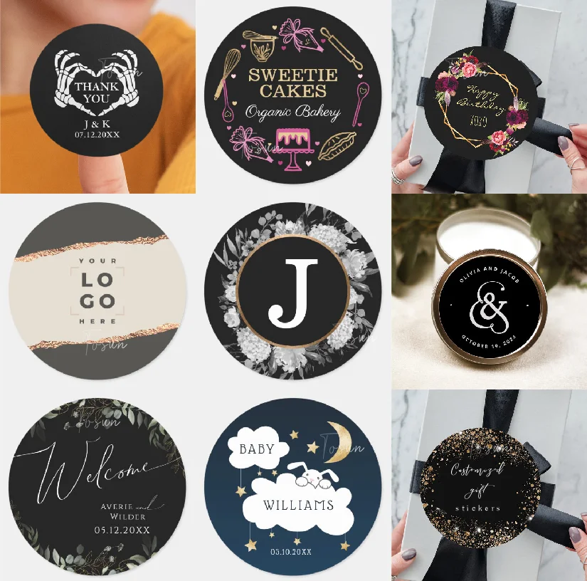 Customized Premium Black Party Sticker Thank You Sealing Sticker Wedding Gift Label Decoration