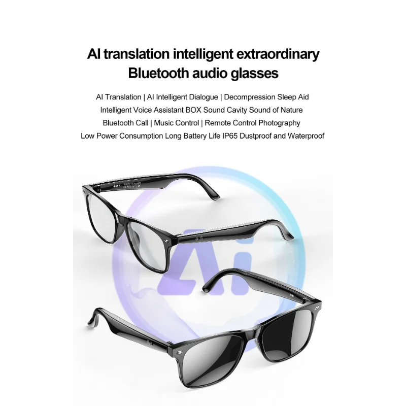 AI Intelligent Translation Bluetooth Glasses 135 Online Language AI Automatic Dialogue Translation Bluetooth Translation Glasses