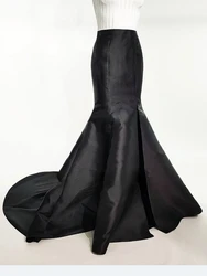 Mingli Tengda Tufted Half Length Satin Floor Skirt Wedding Split Wrap Fishtail Petticoat Woman Mermaid bride train Custom Made