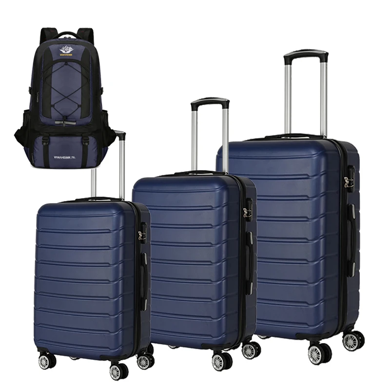 4pcs suitcases set, three suitcases and a hiking bag, hard-faced suitcase combination lock spinner wheels