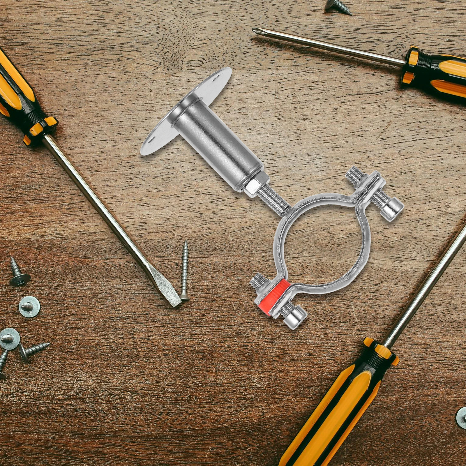 

2pcs Stainless Steel Pipe Bracket Adjustable Fixed Ceiling Mount Air Conditioning Support Clamp Wall Mount Pipe Supports