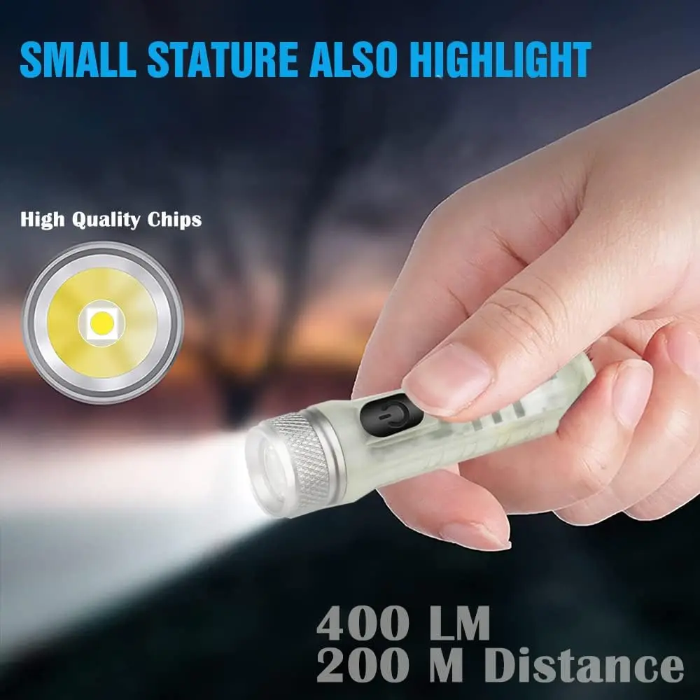 Multi-function Mini EDC LED Flashlight Portable Keychain Light MagneticTorch USB Rechargeable Lamp Emergency Camping Lantern