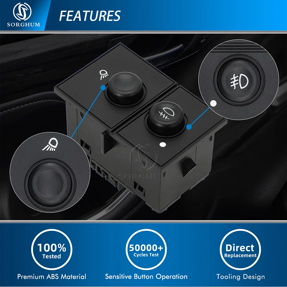 SORGHUM 15143597 19381535 Headlight Switch Fog Lamp Button For Cadillac Escalade Chevy Avalanche Silverado Hummer H2 GMC Sierra