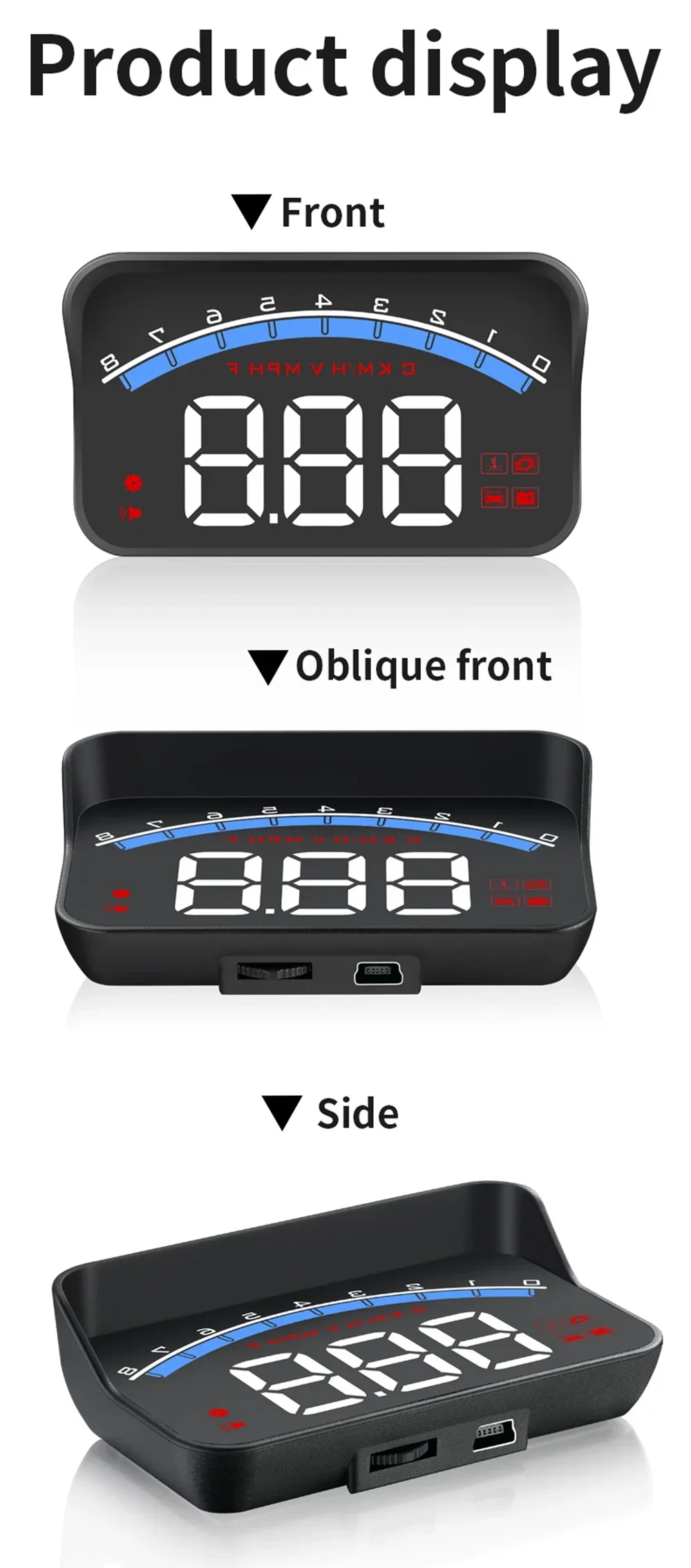 M6S OBD2 HUD Digitales Auto-Head-Up-Display Windschutzscheiben-Projektor Tachometer Wassertemperatur Spannung Auto-Zubehör Bordcomputer – Detail 15