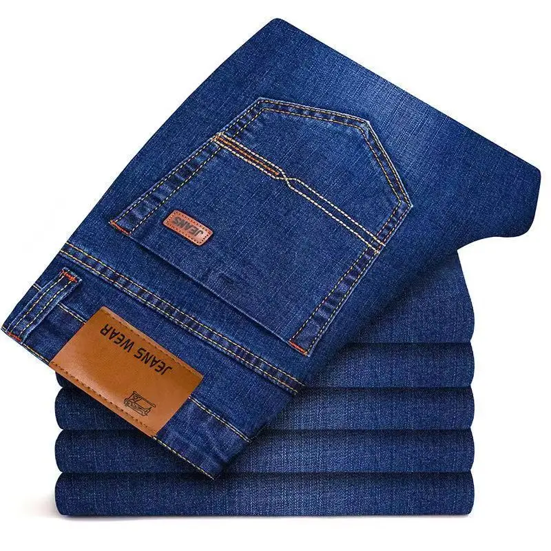 Mannen Mode Rechte Jeans Mannen 2023 Nieuwe Stretch Slim Fit Broek Comfortabele Zachte Zakelijke Denim Broek Mannelijke Merk Kleding