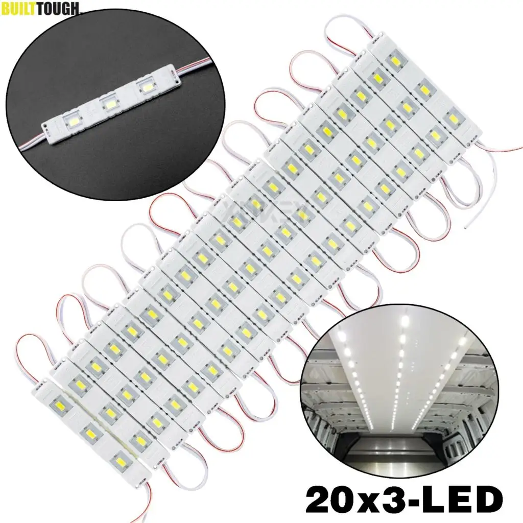 20x3led White Interior Light Kit LWB Van Trailer Lighting Lorries Transit Caddy Movano Master Lights SUV Cargo LED Module Lamp