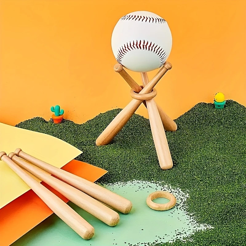 Wooden Baseball Holder Mini Baseball Bat Display Stand Golf Tennis Ball Support Bracket Beisbol Softball Baseball Accessories