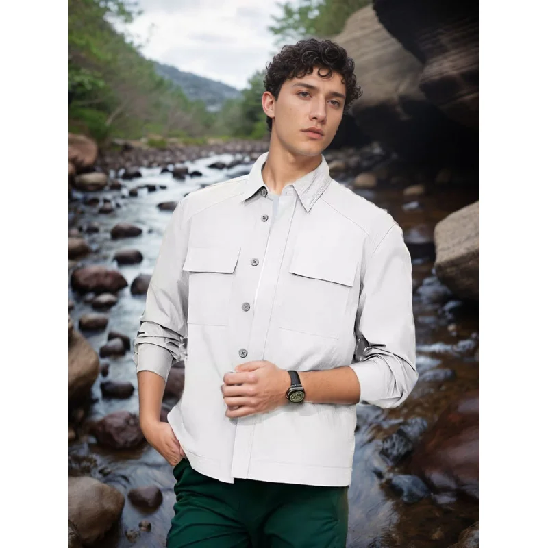 Products in Stock New Spring and Autumn Menswear Thin Coat Simple Solid Color Men's Versatile Commuting Shirt Coat