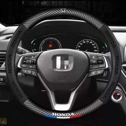 

US 15" 38cm Steering Wheel Cover Genuine Leather For Honda Civic / Accord / CR-V cardecoration steering wheel cover honda civic