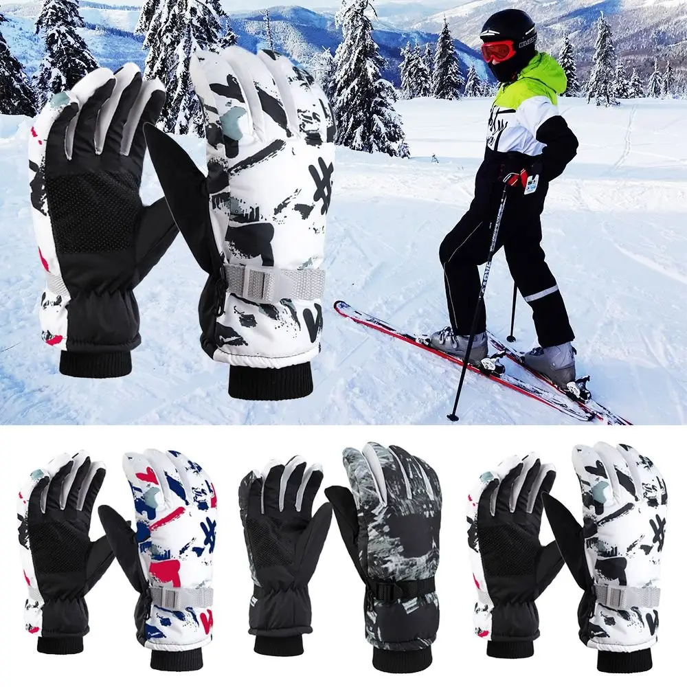 New Fashion Thicken Warm Windproof Waterproof Winter Must Snow Snowboard Long-sleeved Mitten Children Ski Gloves Outdoor Riding