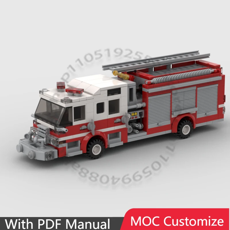 

Набор для сборки гоночной пожарной машины-спасателя (422 детали), модульный конструктор MOC, простой образовательный DIY-набор, игрушка-подарок для мальчиков на праздники