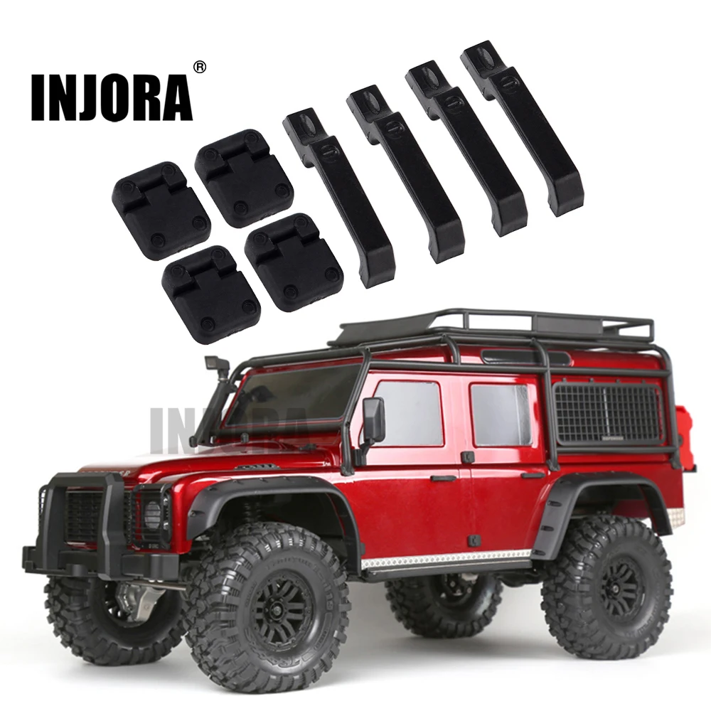 INJORA Cerniere e maniglie per porte in plastica nera per auto per aggiornamento 1:10 RC Crawler TRX-4 TRX4