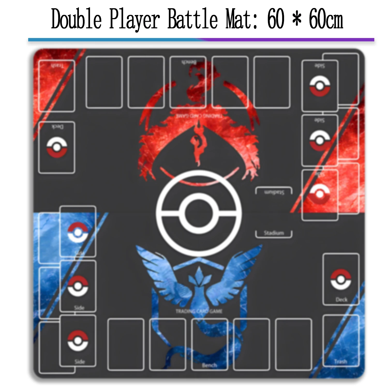 PTCG Cards Battle Black Playmat Pad Two Person Single Player Battle Mat