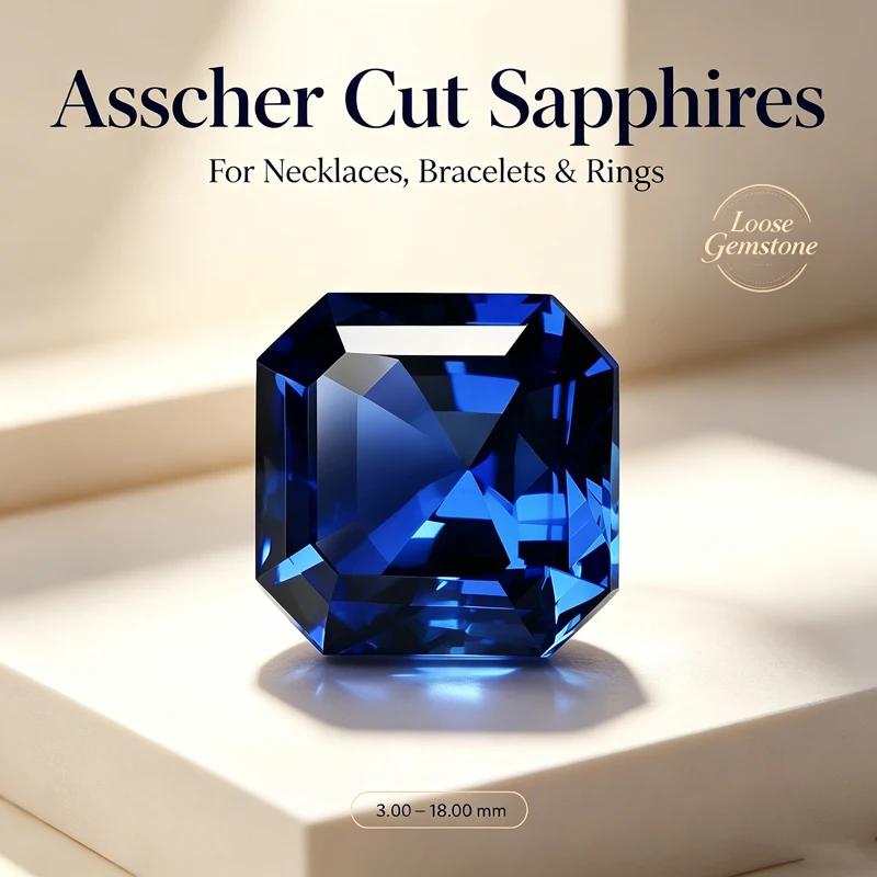 Certified Lab Grown Royal Blue Sapphire Asscher Cut Loose Gemstone for DIY Jewelry Making Ideal for Earrings Necklaces Bracelets
