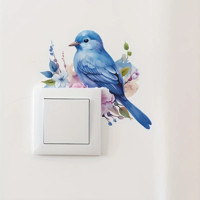 Bird Flower Switch Stickers Not Fade Living Room Badroom Plants Animal Wall Stickers Removable Vinyl Decals DIY Home Decoration