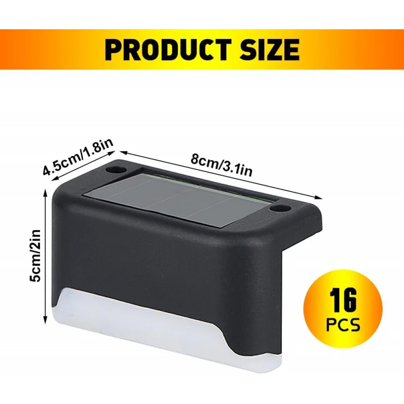 LightsOutdoors 16PiecesSolarLampForGardenDecoration WarmWhiteStairLight Waterproof